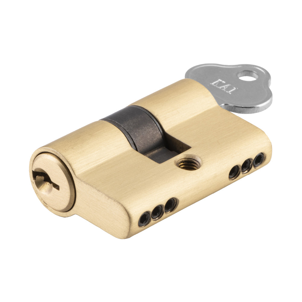 IVER Euro Cylinder Door Lock Key/Key 3 Pin 45mm | 7 Finishes - Brushed Brass