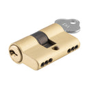 IVER Euro Cylinder Door Lock Key/Key 3 Pin 45mm | 7 Finishes - Brushed Brass