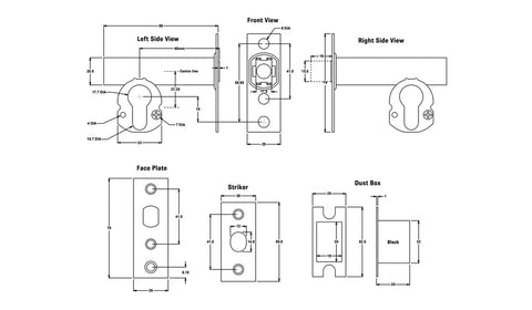 Iver Euro Mortice Deadbolt Kit | 70mm Backset with Round Euro Escutcheon Key/Key