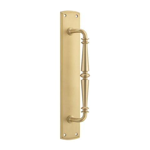 IVER Sarlat Door Pull Handle | 257mm [on Backplate] Pull Handle on Backplate - Brushed Brass