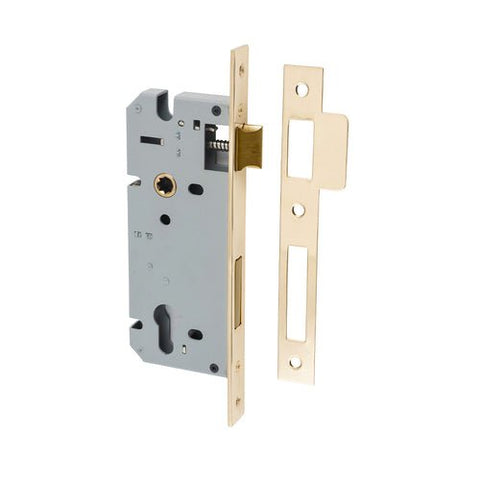 IVER 85Mm Euro Mortice Lock | 45mm Backset - Polished Brass