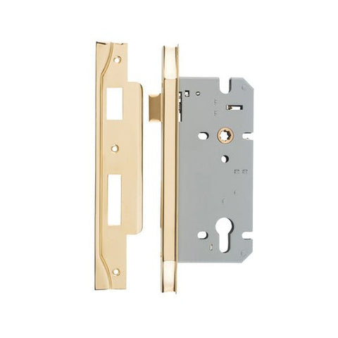 IVER 85Mm Rebated Euro Mortice Lock | 60mm Backset - Polished Brass