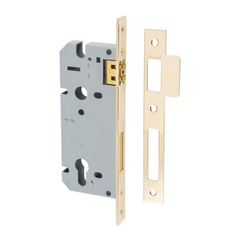 IVER Euro Roller Mortice Lock | 45mm Backset - Polished Brass