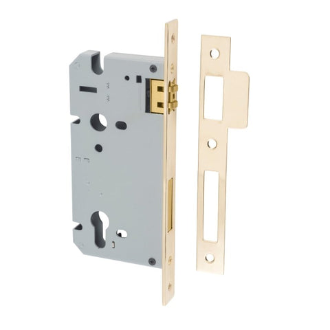 IVER Euro Roller Mortice Lock | 60mm Backset - Polished Brass