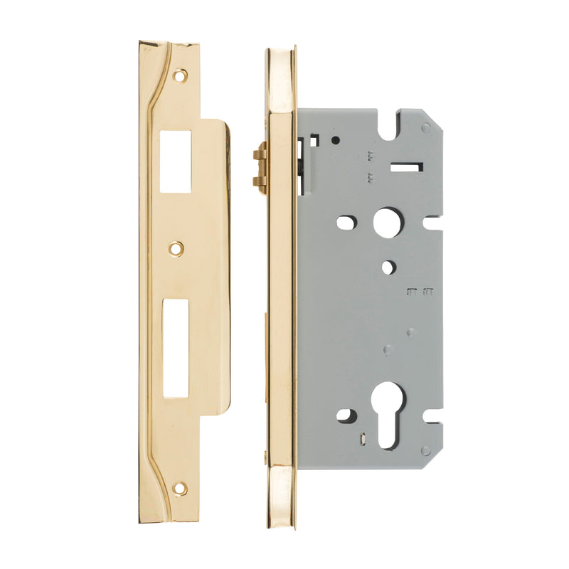 IVER REBATED EURO ROLLER MORTICE LOCK - AVAILABLE IN VARIOUS FINISHES AND SIZES