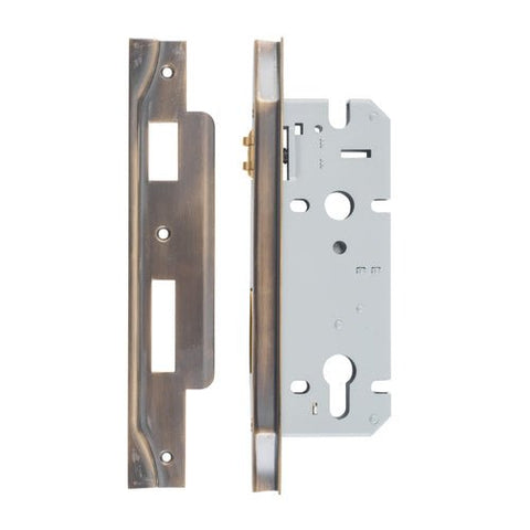 Iver 85mm Rebated Euro Roller Mortice Lock | 45mm Backset - Signature Brass