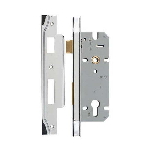 IVER 85Mm Rebated Euro Mortice Lock | 45mm Backset - Polished Chrome