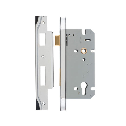 IVER 85Mm Rebated Euro Mortice Lock | 60mm Backset - Polished Chrome