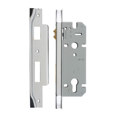 Iver 85mm Rebated Euro Roller Mortice Lock | 45mm Backset - Polished Chrome