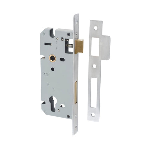 IVER 85Mm Euro Mortice Lock | 45mm Backset - Brushed Chrome