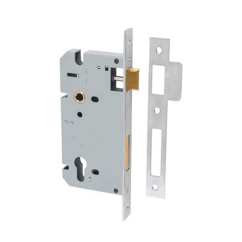 IVER 85Mm Euro Mortice Lock | 60mm Backset - Brushed Chrome