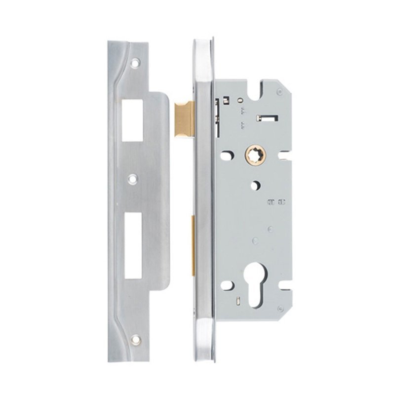 IVER 85Mm Rebated Euro Mortice Lock | 45mm Backset - Brushed Chrome