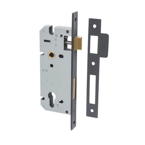 IVER 85Mm Euro Mortice Lock | 60mm Backset - Matt Black