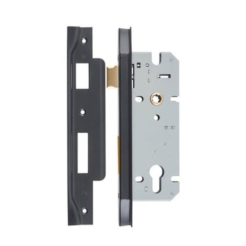 IVER 85Mm Rebated Euro Mortice Lock | 45mm Backset - Matt Black