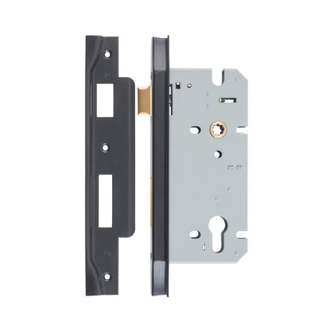 IVER 85Mm Rebated Euro Mortice Lock | 60mm Backset - Matt Black
