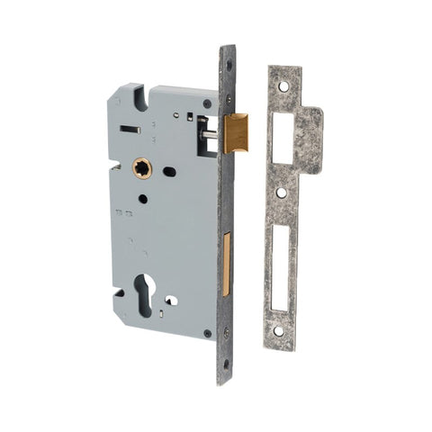 IVER 85Mm Euro Mortice Lock | 60mm Backset - Distressed Nickel