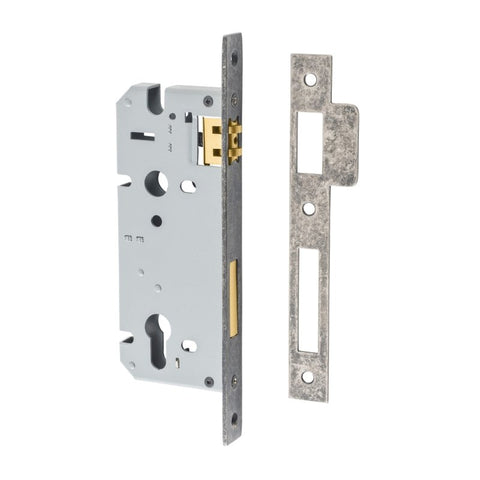 IVER Euro Roller Mortice Lock | 45mm Backset - Distressed Nickel