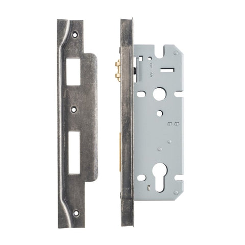 Iver 85mm Rebated Euro Roller Mortice Lock | 45mm Backset - Distressed Nickel