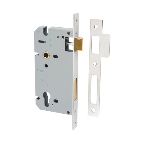 IVER 85Mm Euro Mortice Lock | 60mm Backset - Polished Nickel