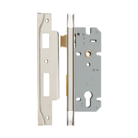 IVER 85Mm Rebated Euro Mortice Lock | 45mm Backset - Polished Nickel