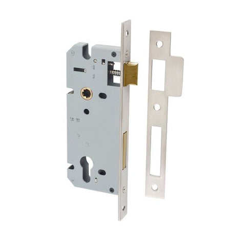 IVER 85Mm Euro Mortice Lock | 45mm Backset - Satin Nickel