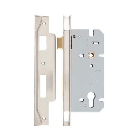 IVER 85Mm Rebated Euro Mortice Lock | 60mm Backset - Satin Nickel