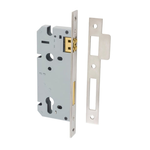 IVER Euro Roller Mortice Lock | 45mm Backset - Satin Nickel