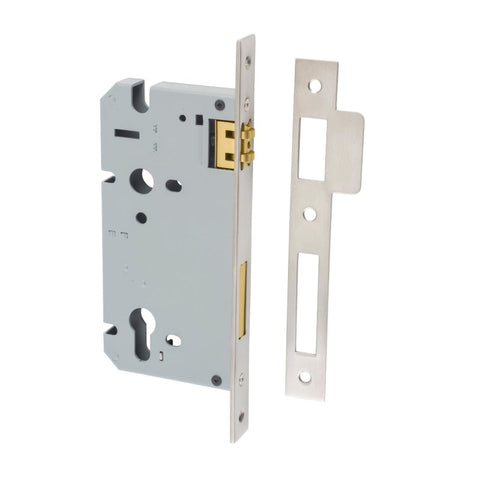 IVER Euro Roller Mortice Lock | 60mm Backset - Satin Nickel