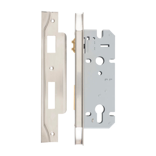 IVER REBATED EURO ROLLER MORTICE LOCK - AVAILABLE IN VARIOUS FINISHES AND SIZES