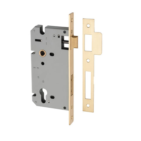 IVER 85Mm Euro Mortice Lock | 60mm Backset - Brushed Brass