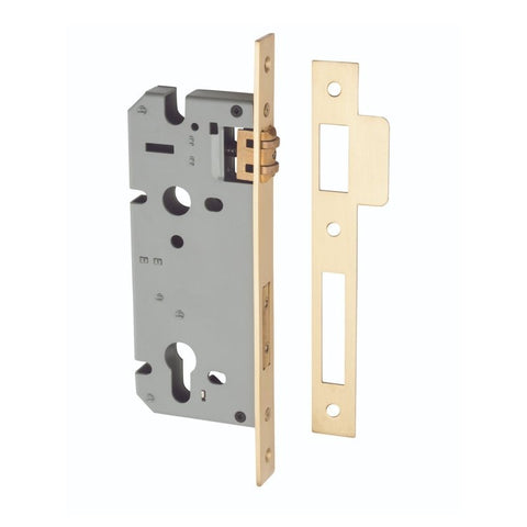 IVER Euro Roller Mortice Lock | 45mm Backset - Brushed Brass