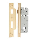 Iver 85mm Rebated Euro Roller Mortice Lock | 45mm Backset - Brushed Brass