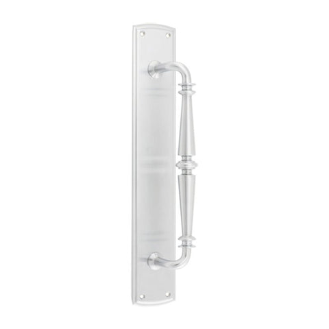 IVER Sarlat Door Pull Handle | 257mm [on Backplate] Pull Handle on Backplate - Brushed Chrome
