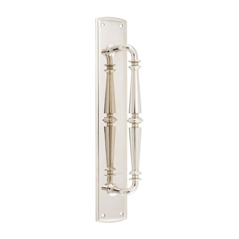 IVER Sarlat Door Pull Handle | 257mm [on Backplate] Pull Handle on Backplate - Polished Nickel