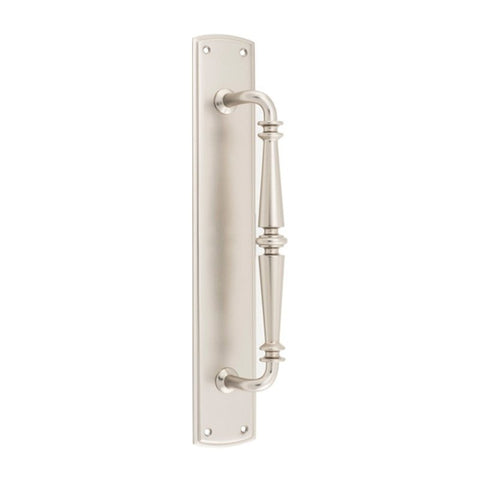 IVER Sarlat Door Pull Handle | 257mm [on Backplate] Pull Handle on Backplate - Satin Nickel