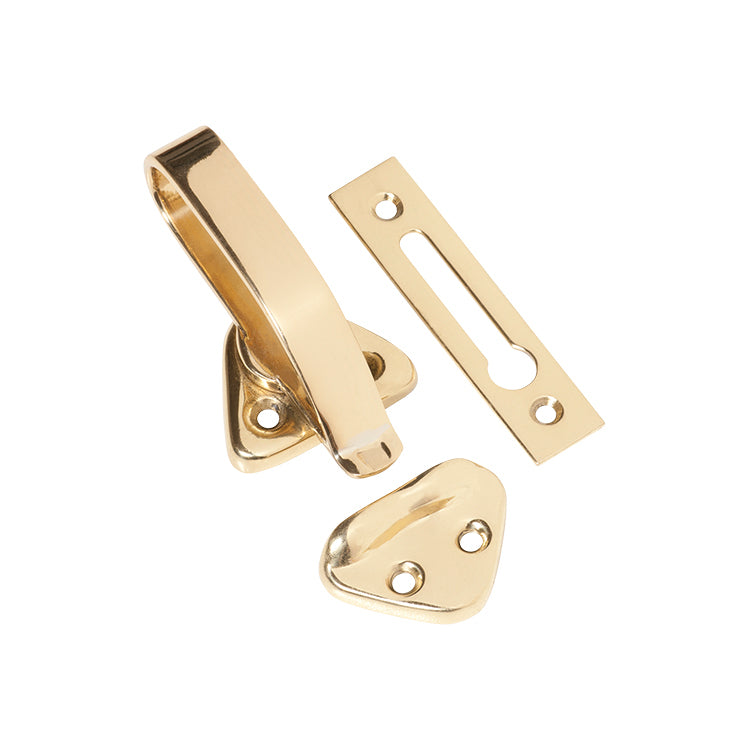 TRADCO HOPPER WINDOW CATCH POLISHED BRASS TD1685