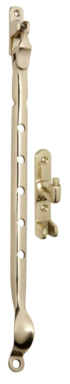 TRADCO CASEMENT STAY SIDEMOUNT POLISHED BRASS 300MM TD1705