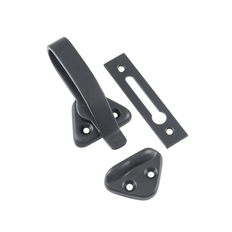 TRADCO HOPPER WINDOW FASTENER MATT BLACK 74X39MM TD9643