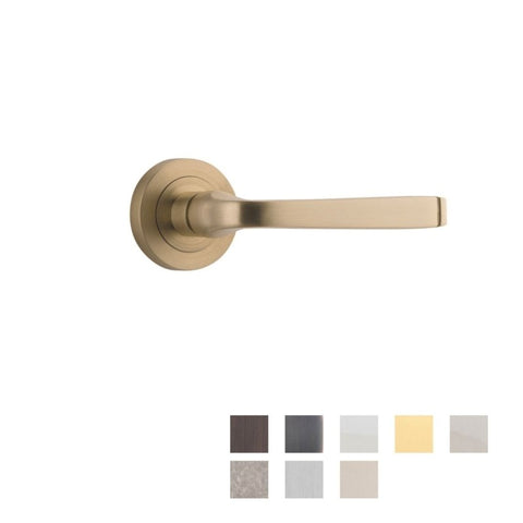 Iver Annecy Door Lever Handle On Round Rose Pair - primehardware