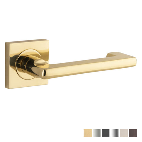 IVER Baltimore Return Door Lever Handle On Square Rose | Passage Lever Set Only | 7 Finishes