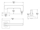 IVER Baltimore Return Door Lever Handle On Square Rose | Passage Lever Set Only | 7 Finishes