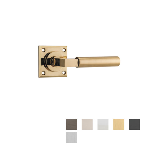 IVER Berlin Door Lever Handle On Chamfered Square Rose | Passage Lever Set Only | 7 Finishes