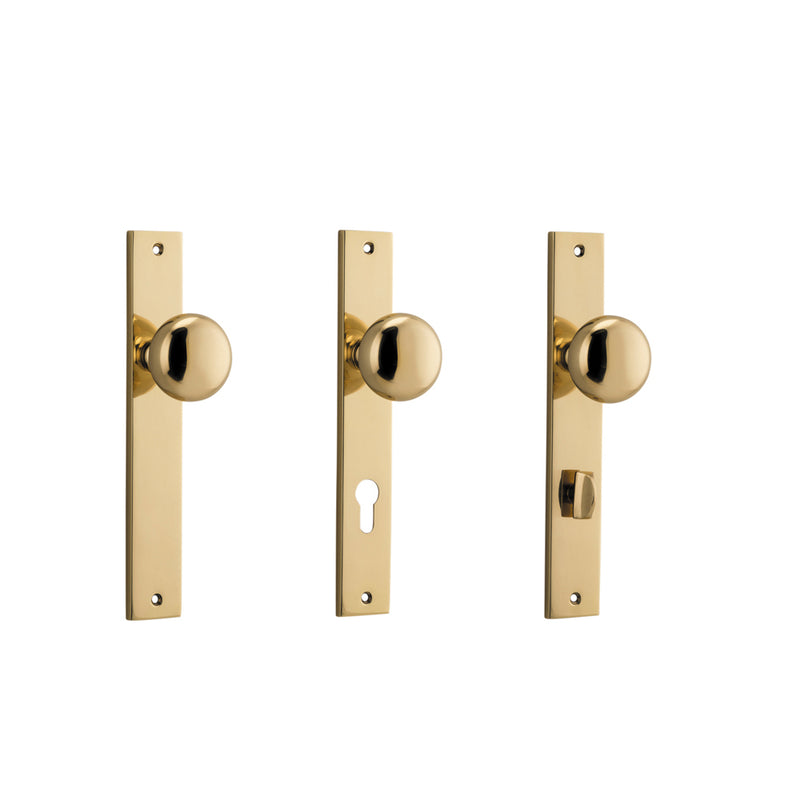 IVER CAMBRIDGE DOOR KNOB ON RECTANGULAR BACKPLATE POLISHED BRASS - CUSTOMISE TO YOUR NEEDS