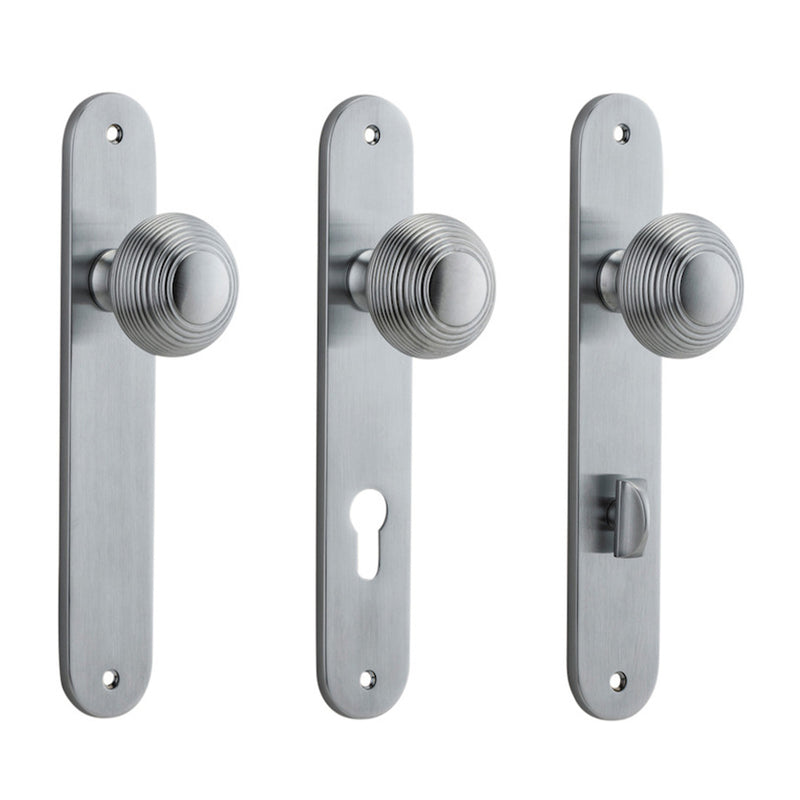 IVER GUILDFORD DOOR KNOB ON OVAL BACKPLATE BRUSHED CHROME - CUSTOMISE TO YOUR NEEDS