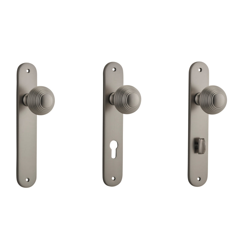 IVER GUILDFORD DOOR KNOB ON OVAL BACKPLATE SATIN NICKEL - CUSTOMISE TO YOUR NEEDS
