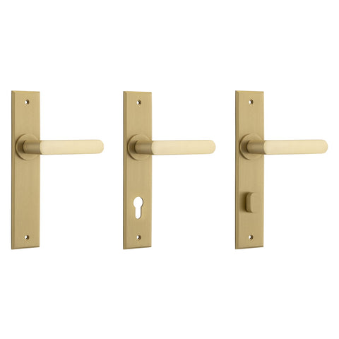 IVER Osaka Door Lever Handle On Chamfered Backplate | Passage Lever Set Only | 6 Finishes