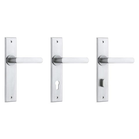 IVER Osaka Door Lever Handle On Chamfered Backplate | Passage Lever Set Only | 6 Finishes