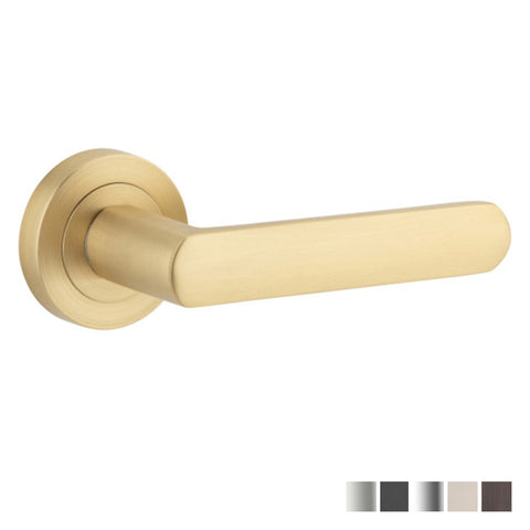 IVER Osaka Door Lever Handle On Round Rose | Passage Lever Set Only | 6 Finishes