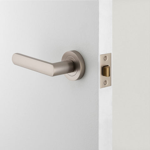IVER Osaka Door Lever Handle On Round Rose | Passage Lever Set Only | 6 Finishes