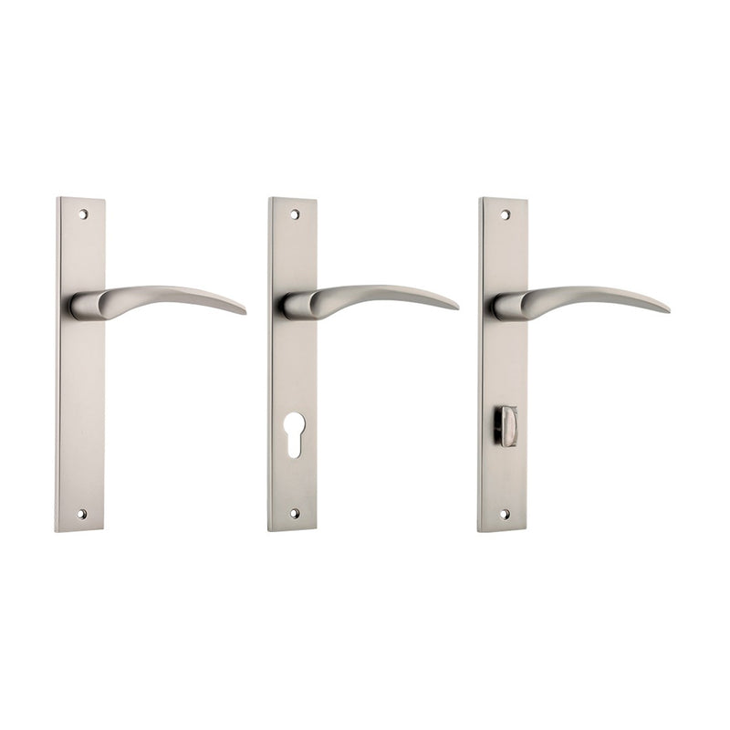 IVER OXFORD DOOR LEVER HANDLE ON RECTANGULAR BACKPLATE SATIN NICKEL - CUSTOMISE TO YOUR NEEDS